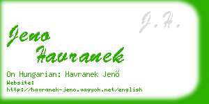 jeno havranek business card